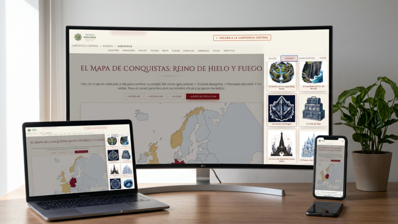 Cartoteca de Europa mostrada en monitor de escritorio, portátil, tablet y smartphone